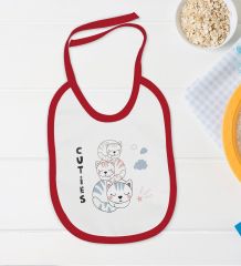 BK Kids Cuties Tasarımlı Kırmızı Bebek Body Zıbın ve Mama Önlüğü Hediye Seti-1
