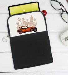 BK Gift Klasik Araç Tasarımlı Taşınabilir Koruyucu Tablet Kılıfı & Organizer Çanta - Siyah-2