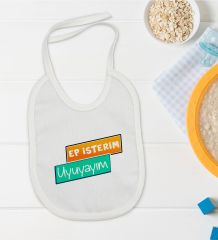 BK Kids Ep İsterim Tasarımlı Beyaz Bebek Mama Önlüğü-3