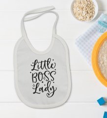 BK Kids Little Boss Lady Tasarımlı Bebek Body Zıbın ve Mama Önlüğü Hediye Seti - Model 1
