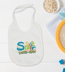 BK Kids Kişiye Özel Smile Tasarımlı Bebek Mama Önlüğü - Model 1