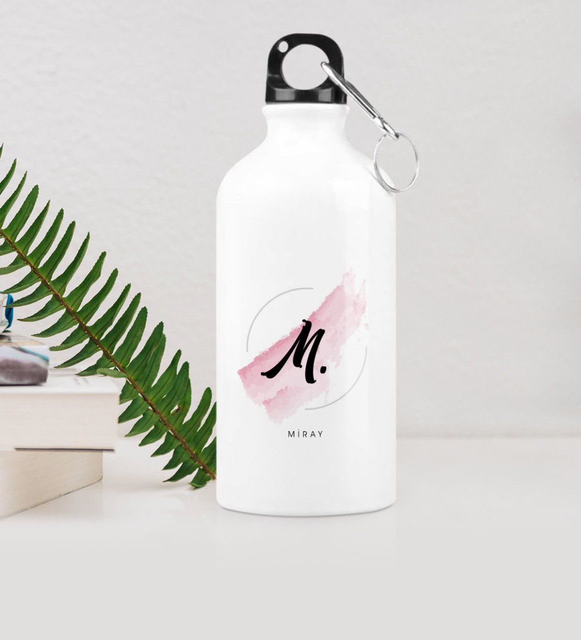 Kişiye Özel M Baş Harf ve İsimli Metal Suluk (500 ml.) Model 4