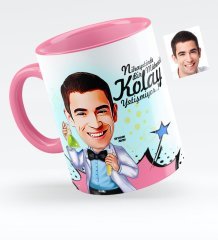 Kişiye Özel Bay Kimya Mühendisi Karikatürlü Pembe Kupa Bardak - 2