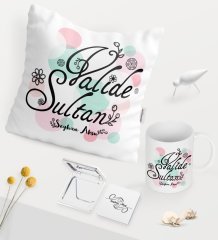 Kişiye Özel Valide Sultan Beyaz Kupa Ayna Yastık Seti - 3