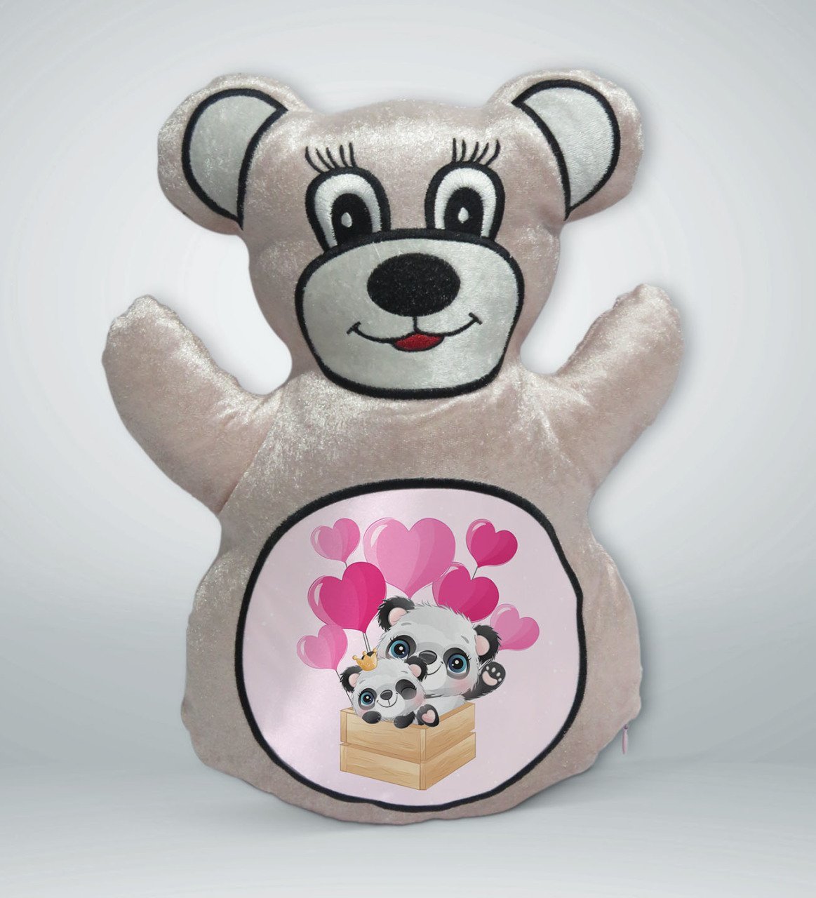 BK Gift Sevimli Pandalar Tasarımlı Krem Ayıcık Yastık-3