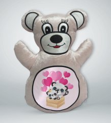 BK Gift Sevimli Pandalar Tasarımlı Krem Ayıcık Yastık-3