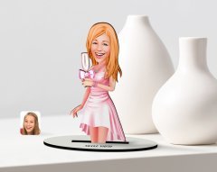 Kişiye Özel Kadın Karikatürlü Ahşap Biblo Model-41