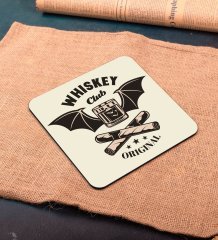 BK Gift Whiskey Tasarımlı Ahşap Bardak Altlığı ve 6’lı Granit Viski Taşı Hediye Seti - Model 5