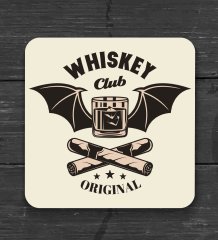 BK Gift Whiskey Tasarımlı Ahşap Bardak Altlığı ve 6’lı Granit Viski Taşı Hediye Seti - Model 5