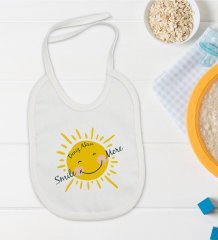 BK Kids Kişiye Özel Smile More Tasarımlı Bebek Mama Önlüğü - Model 1