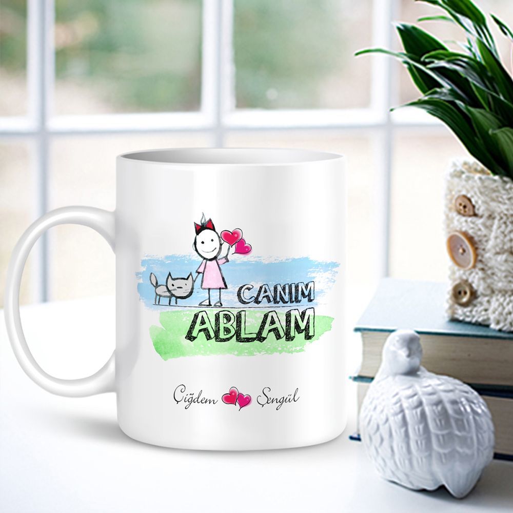Kişiye Özel Canım Ablam Beyaz Kupa Bardak - 003