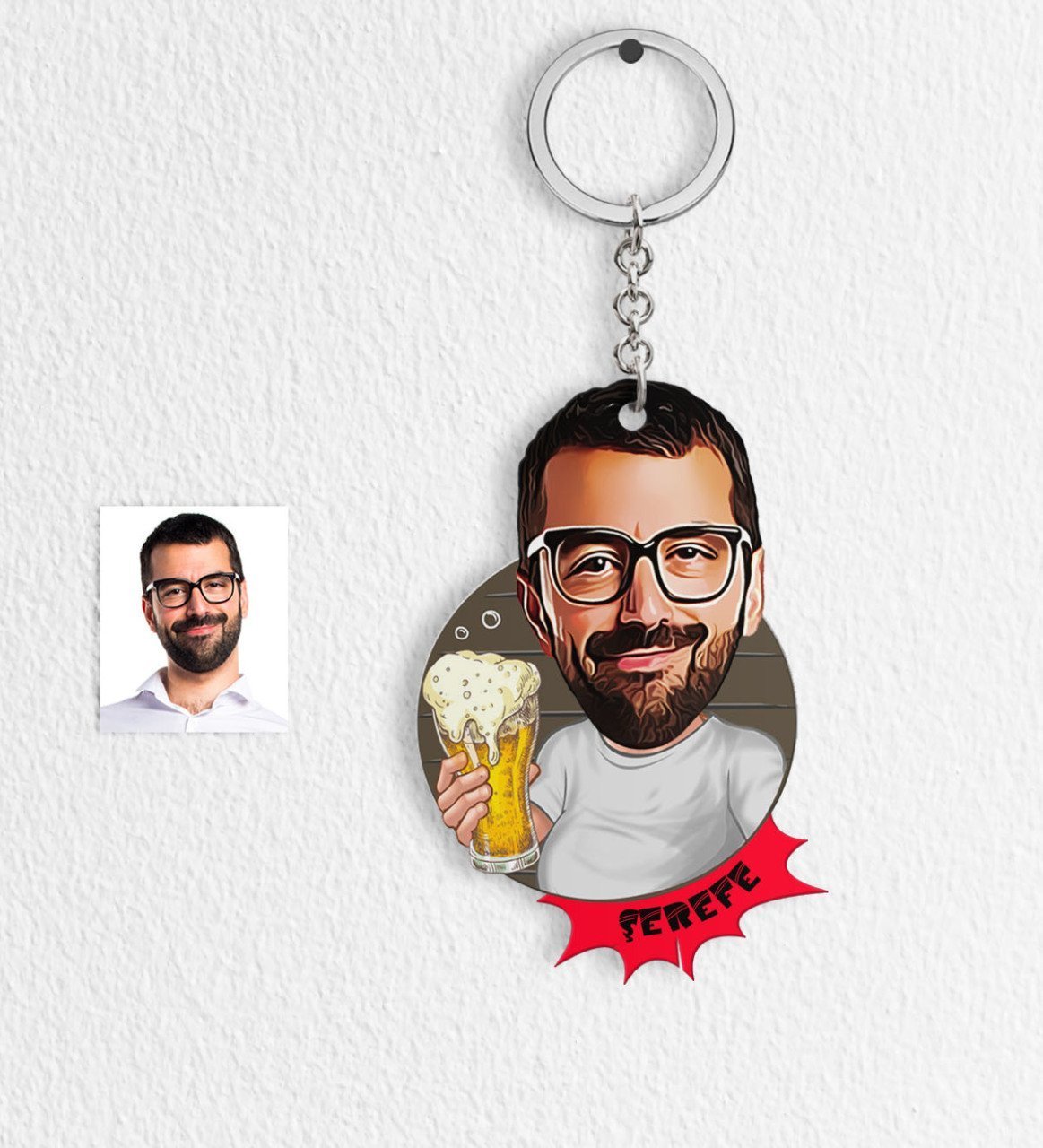 Kişiye Özel Şerefe Karikatür Anahtarlık - 1