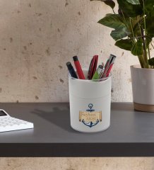 BK Gift Kişiye Özel Çapa Tasarımlı Beyaz Akrilik Kalemlik - Model 3