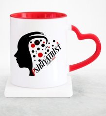 Kişiye Özel Mesleki Psikiyatrist Kırmızı Kalpli Kupa Bardak - 3
