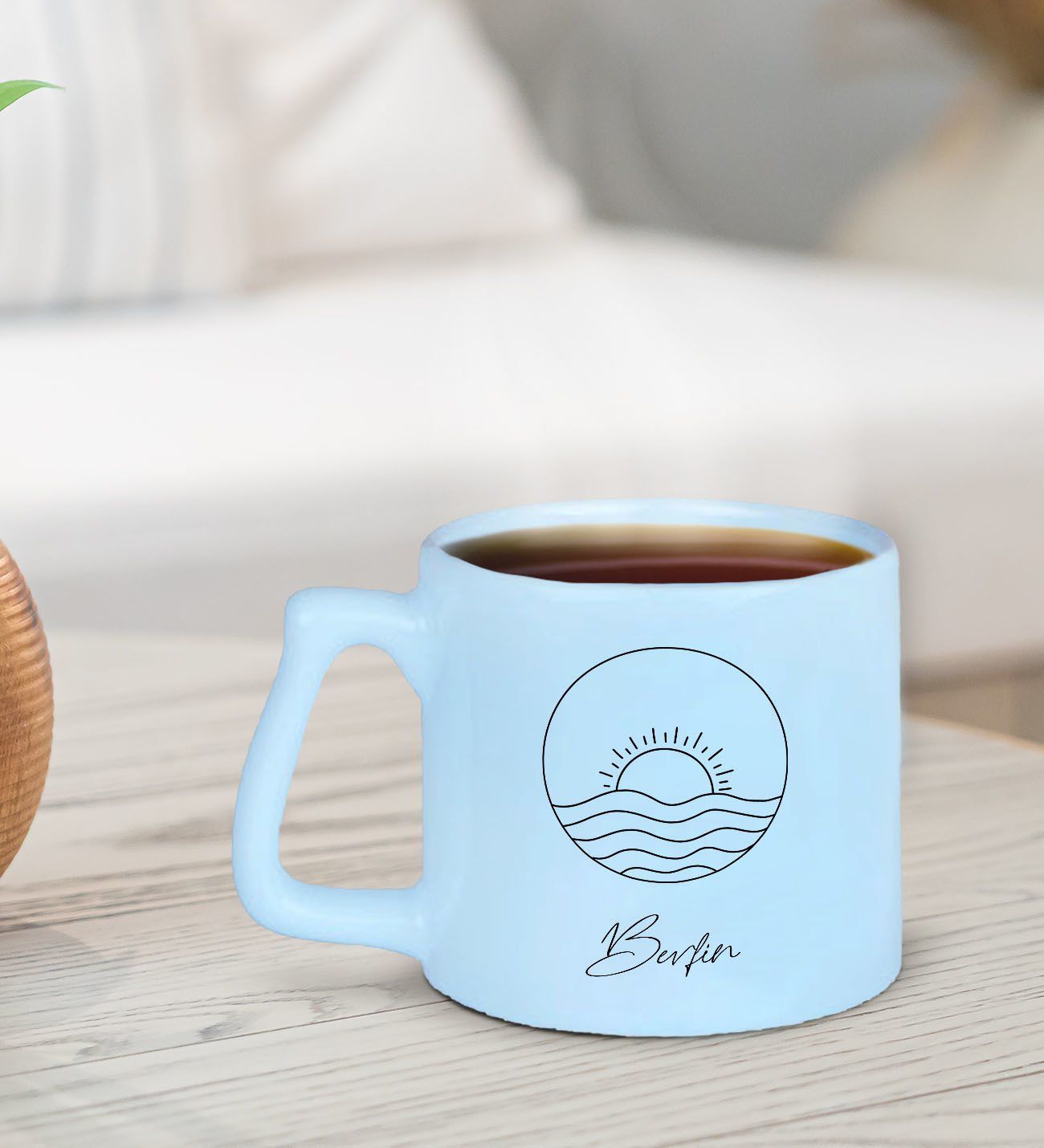 BK Gift Kişiye Özel İsimli Pastel Mavi Middle Kupa Bardak-8, Arkadaşa Hediye, Ev Hediyesi, Doğum Günü Hediyesi, Ofis Hediyesi