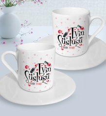 Kişiye Özel Anneler Günü Temalı Evin Süslüsü Tasarımlı İkili Türk Kahvesi Fincanı Seti-4