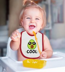BK Kids Cool Tasarımlı Kırmızı Bebek Body Zıbın ve Mama Önlüğü Hediye Seti-1
