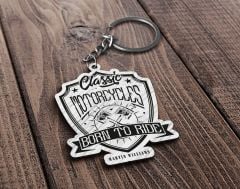 BK Gift Kişiye Özel Motorcu Temalı Ahşap Anahtarlık-17, Arkadaşa Hediye, Sevgiliye Hediye, Motorcuya Hediyeler