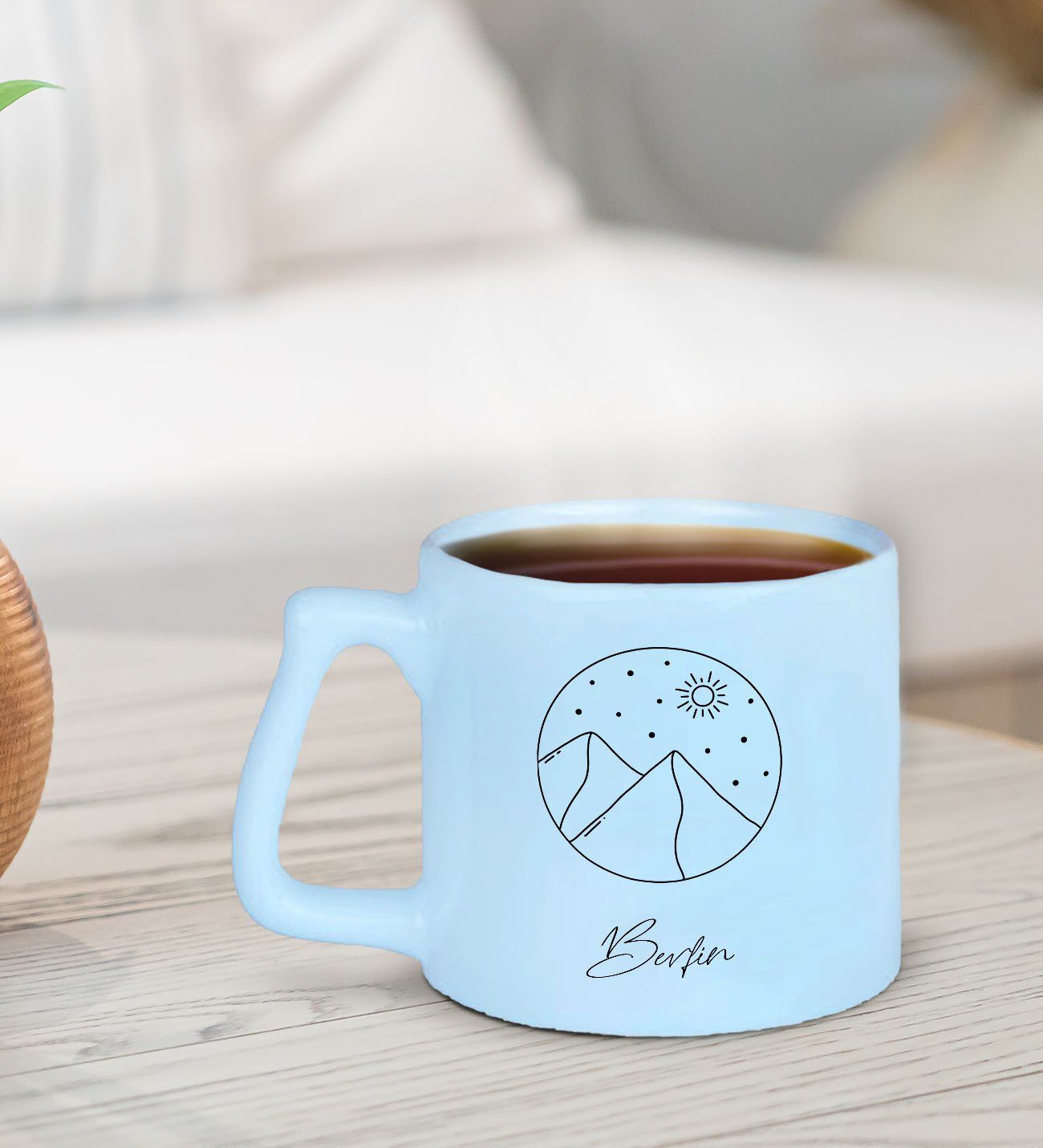 BK Gift Kişiye Özel İsimli Pastel Mavi Middle Kupa Bardak-7, Arkadaşa Hediye, Ev Hediyesi, Doğum Günü Hediyesi, Ofis Hediyesi