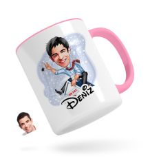 Kişiye Özel Erkek Emlakçı Karikatürlü Pembe Kupa Bardak-1