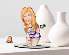 Kişiye Özel Kadın Karikatürlü Ahşap Biblo Model-36