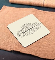 BK Gift Whiskey Tasarımlı Ahşap Bardak Altlığı ve 6’lı Granit Viski Taşı Hediye Seti - Model 3