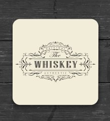 BK Gift Whiskey Tasarımlı Ahşap Bardak Altlığı ve 6’lı Granit Viski Taşı Hediye Seti - Model 3