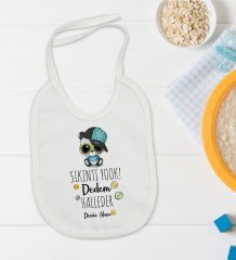 BK Kids Kişiye Özel Sıkıntı Yok Dedem Halleder Tasarımlı Bebek Mama Önlüğü - Model 1