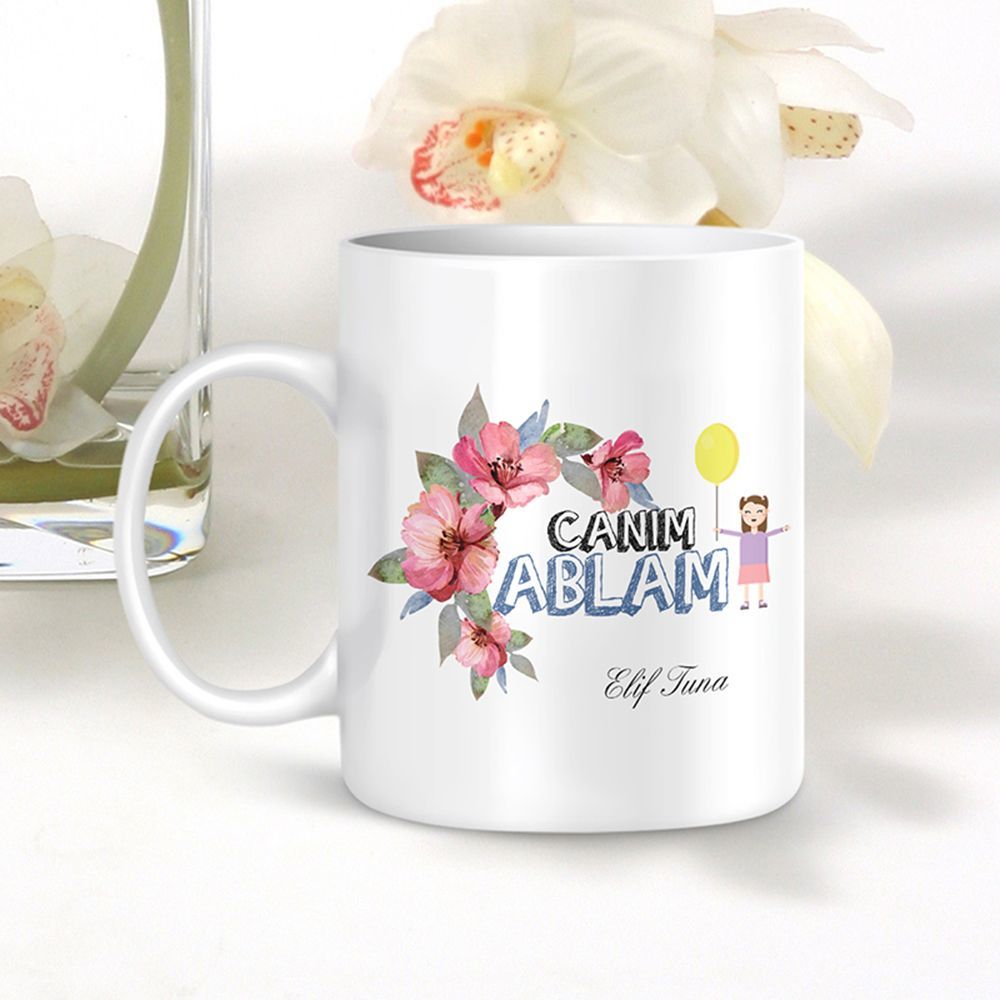 Kişiye Özel Canım Ablam Beyaz Kupa Bardak - 001