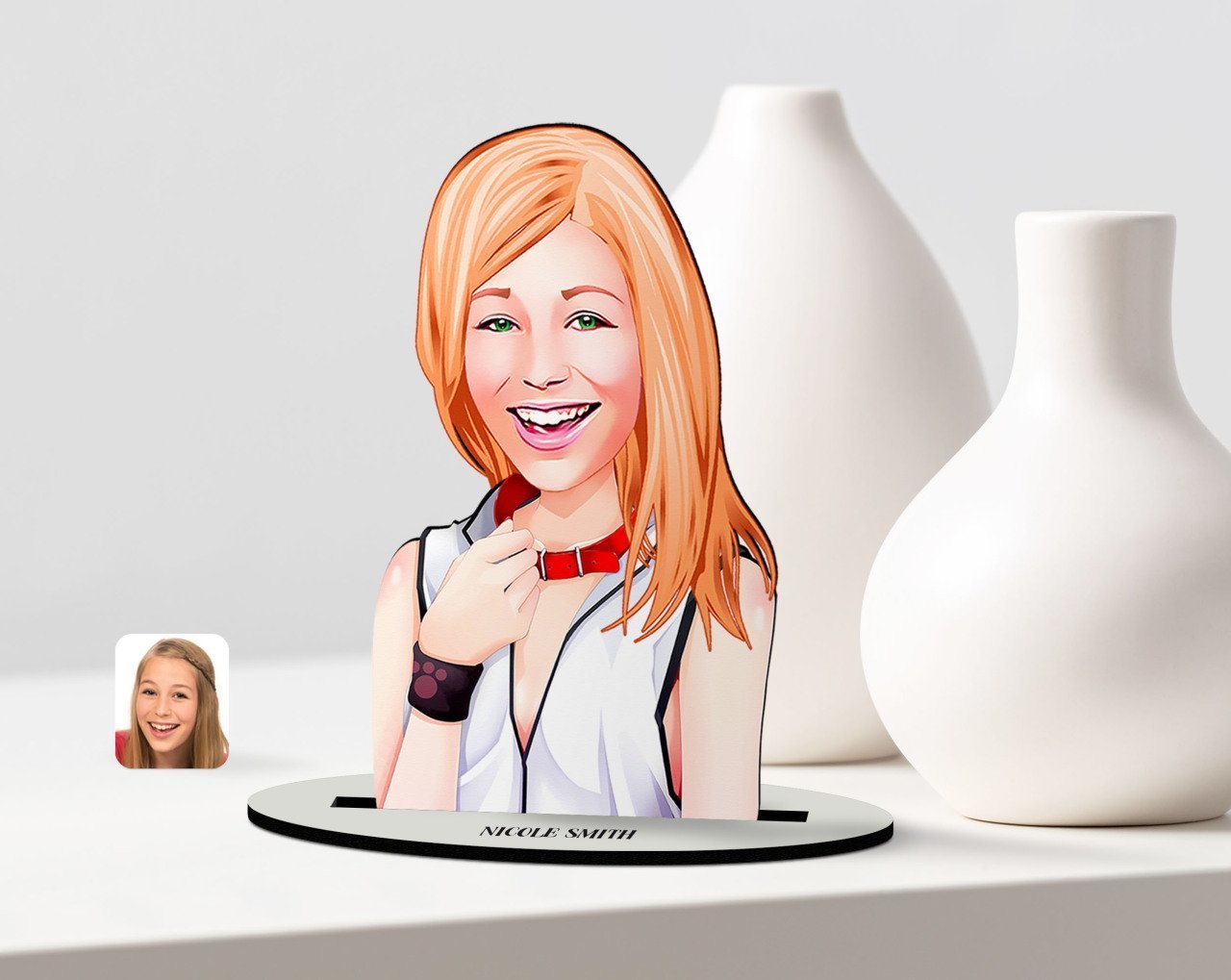 Kişiye Özel Kadın Karikatürlü Ahşap Biblo Model-35