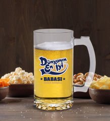 Kişiye Özel Dünyanın En İyi Babası Tasarımlı Buzlu Cam Bira Bardağı 50cl-2