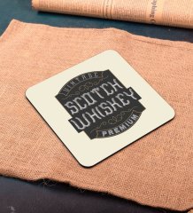 BK Gift Whiskey Tasarımlı Ahşap Bardak Altlığı ve 6’lı Granit Viski Taşı Hediye Seti - Model 2