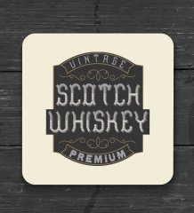 BK Gift Whiskey Tasarımlı Ahşap Bardak Altlığı ve 6’lı Granit Viski Taşı Hediye Seti - Model 2