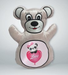 BK Gift Sevimli Panda Tasarımlı Krem Ayıcık Yastık-6