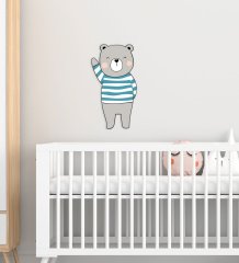 BK Gift Sevimli Ayıcık Tasarımlı Çocuk Odası Ahşap Duvar Süsü-5