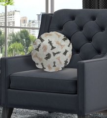 BK Gift Satranç Taşları Tasarımlı Yuvarlak Dekoratif Kırlent Yastık-1