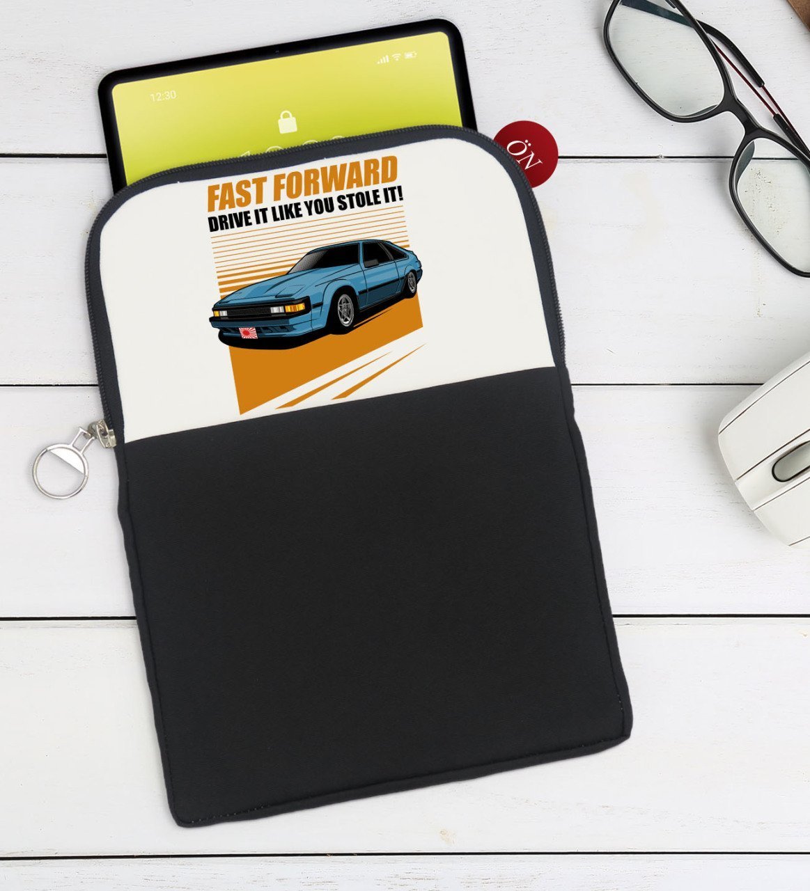 BK Gift Fast Forward Tasarımlı Taşınabilir Koruyucu Tablet Kılıfı & Organizer Çanta - Siyah-1
