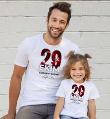 BK Gift 29 Ekim Tasarımlı 2’li Baba-Kız Beyaz Tişört-3, 29 Ekim Hediyesi, Trend Tişört, 100.Yıl Hediyesi