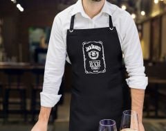 BK Gift Kişiye Özel İsimli Tarihli Bar Tasarımlı Profesyonel Siyah Mutfak Önlüğü, Aşçı Önlüğü, Şef Önlüğü, Arkadaşa Hediye-8