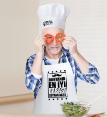 Kişiye Özel Dünyanın En İyi Babası Erkek Mutfak Önlüğü ve Aşçı Şapkası Seti-5