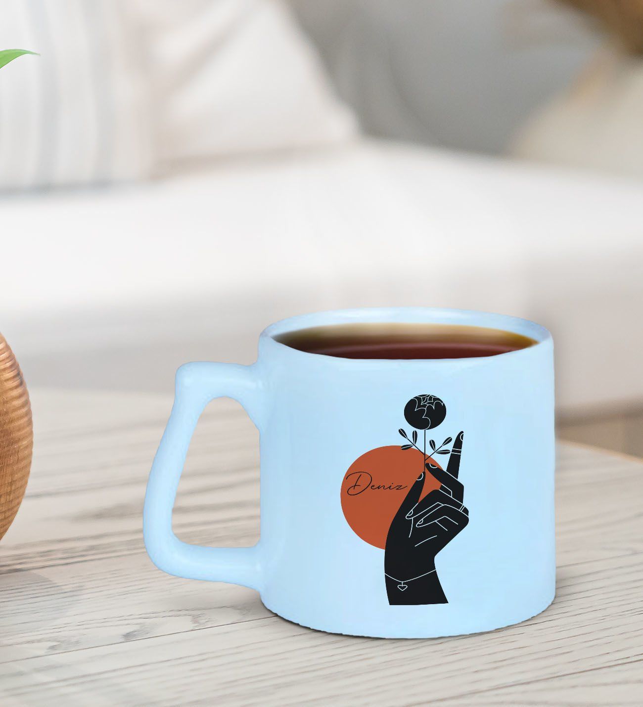 BK Gift Kişiye Özel İsimli Pastel Mavi Middle Kupa Bardak-4, Arkadaşa Hediye, Ev Hediyesi, Doğum Günü Hediyesi, Ofis Hediyesi