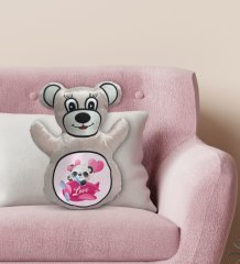 BK Gift Sevimli Panda Tasarımlı Krem Ayıcık Yastık-5