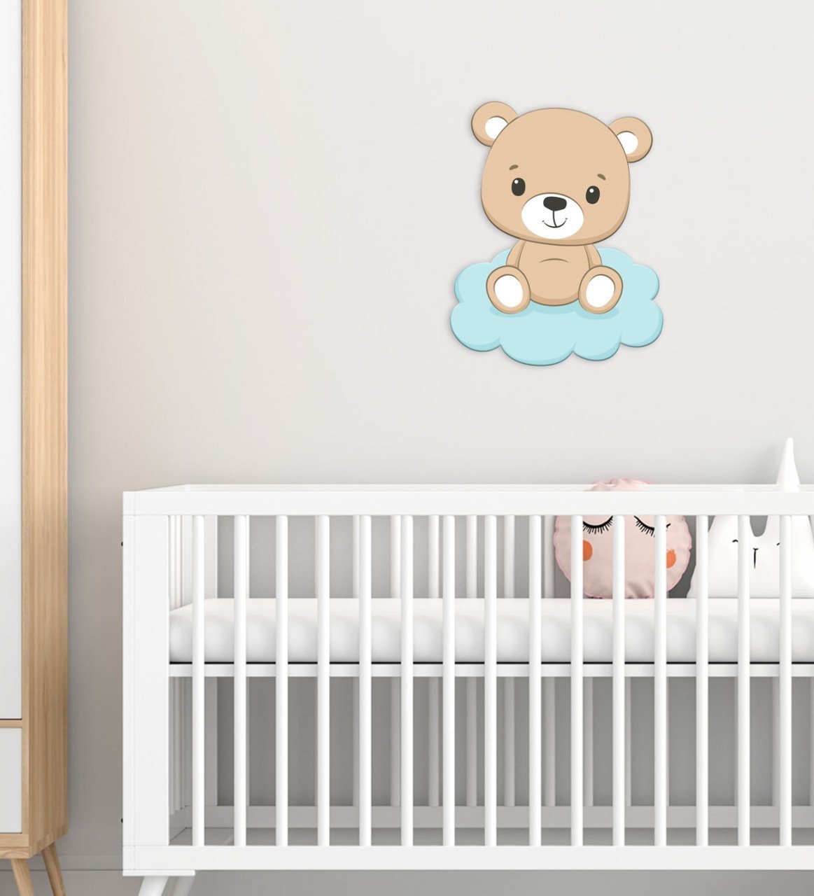 BK Gift Sevimli Ayıcık Tasarımlı Çocuk Odası Ahşap Duvar Süsü-4