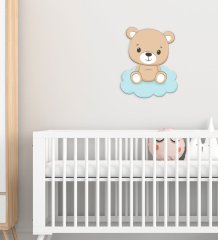 BK Gift Sevimli Ayıcık Tasarımlı Çocuk Odası Ahşap Duvar Süsü-4