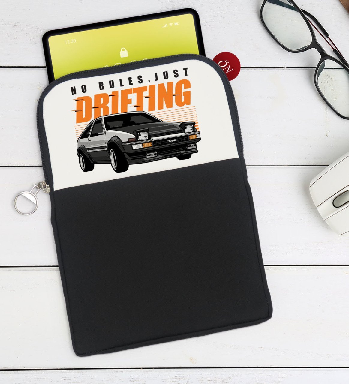 BK Gift Drifting Tasarımlı Taşınabilir Koruyucu Tablet Kılıfı & Organizer Çanta - Siyah-1