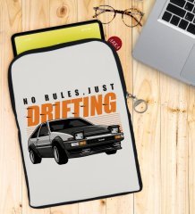 BK Gift Drifting Tasarımlı Taşınabilir Koruyucu Tablet Kılıfı & Organizer Çanta - Siyah-1