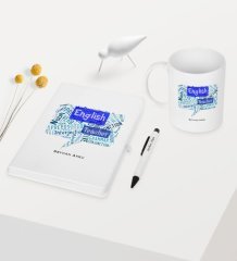 Kişiye Özel İngilizce Öğretmeni Temalı Beyaz Defter Kalem Kupa Seti - 4