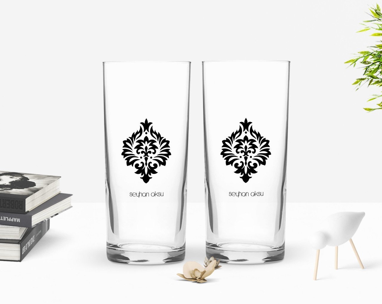 Kişiye Özel Renkli Baskılı İsimli Tasarımlı İkili Rakı Bardağı Seti-123