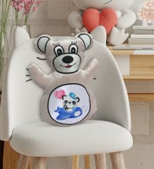 BK Gift Sevimli Panda Tasarımlı Krem Ayıcık Yastık-4