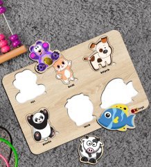 BK Toys Çocuklar İçin 4’lü Ahşap Figürlü Eğitici-Öğretici Yapboz Puzzle-1